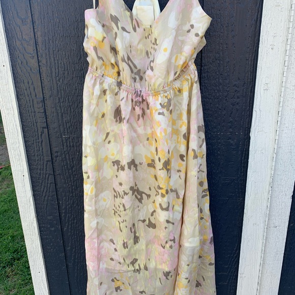 Silk dress lineand dot FloralDress in Pastel Shades